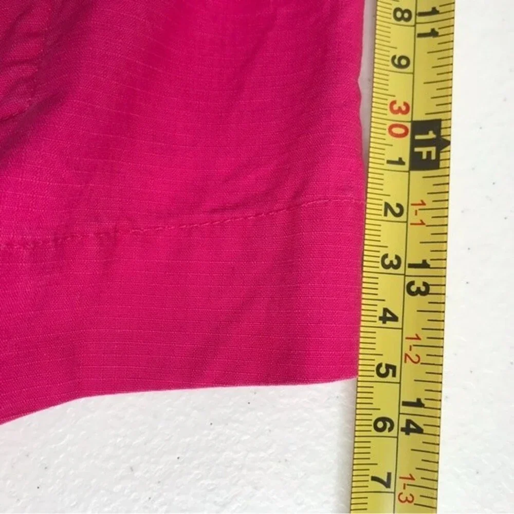 Chicos Bright Pink 3/4 Sleeve Convertible Collar Jacket Ripstop Women Medium